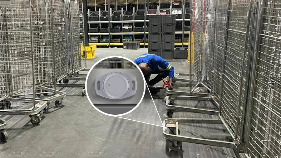 Beacon instalado em carrinho de armazém